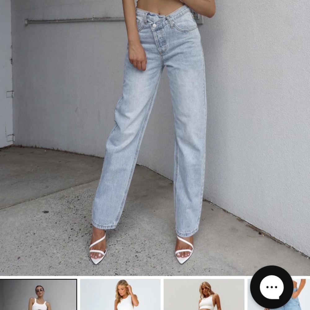 princess polly "holly asymmetric straight leg jeans"